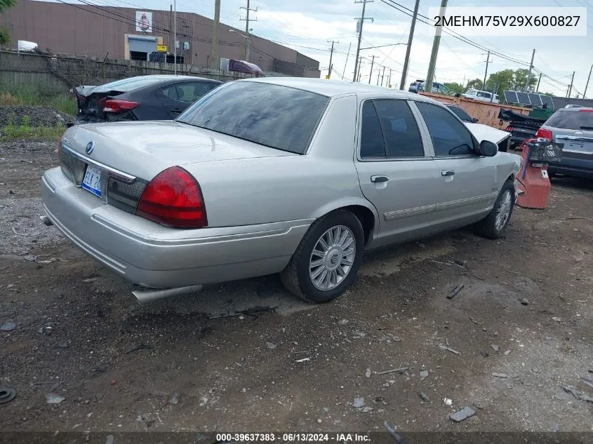 2009 Mercury Grand Marquis Ls (Fleet Only) VIN: 2MEHM75V29X600827 Lot: 39637383