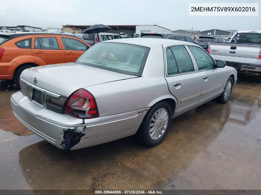 2009 Mercury Grand Marquis Ls (Fleet Only) VIN: 2MEHM75V89X602016 Lot: 39944095