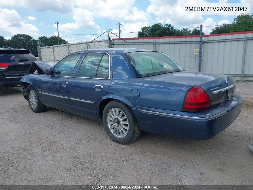 2010 Mercury Grand Marquis Ls (Fleet Only) VIN: 2MEBM7FV2AX612047 Lot: 39702974