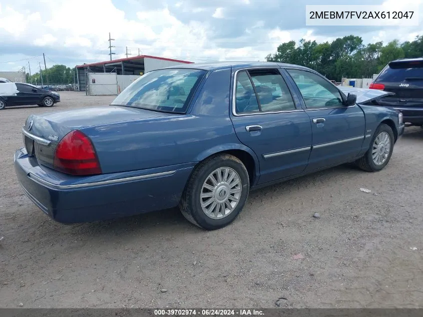 2010 Mercury Grand Marquis Ls (Fleet Only) VIN: 2MEBM7FV2AX612047 Lot: 39702974