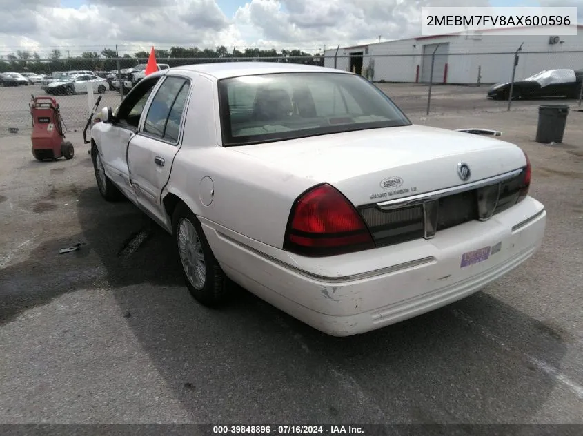 2010 Mercury Grand Marquis Ls (Fleet Only) VIN: 2MEBM7FV8AX600596 Lot: 39848896