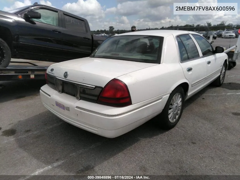 2010 Mercury Grand Marquis Ls (Fleet Only) VIN: 2MEBM7FV8AX600596 Lot: 39848896