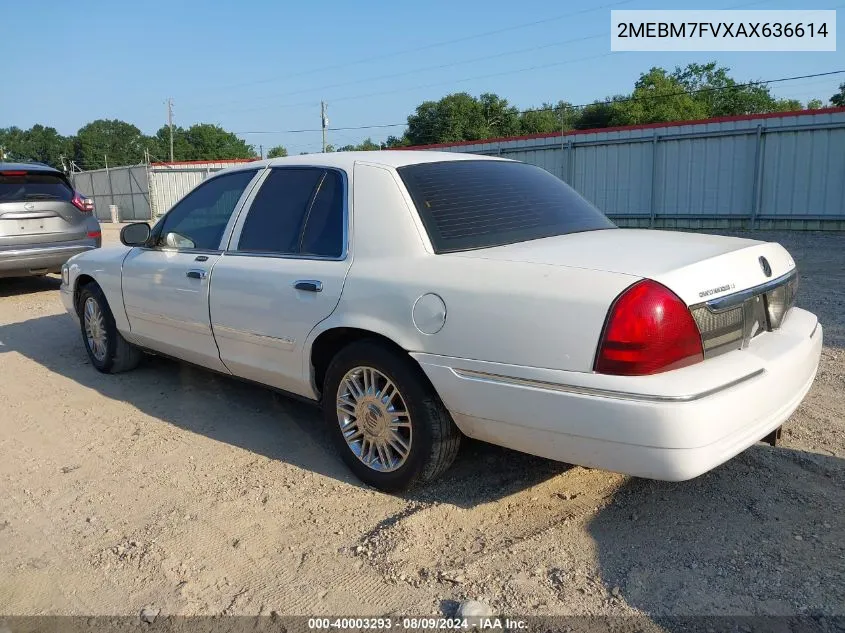 2010 Mercury Grand Marquis Ls (Fleet Only) VIN: 2MEBM7FVXAX636614 Lot: 40003293