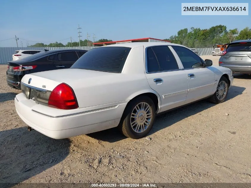 2010 Mercury Grand Marquis Ls (Fleet Only) VIN: 2MEBM7FVXAX636614 Lot: 40003293