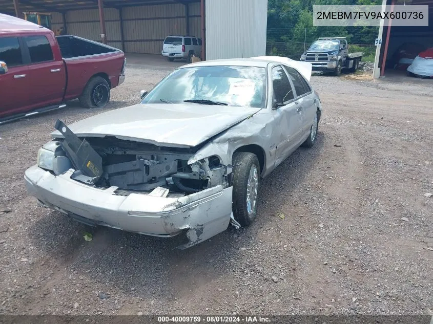 2010 Mercury Grand Marquis Ls (Fleet Only) VIN: 2MEBM7FV9AX600736 Lot: 40009759