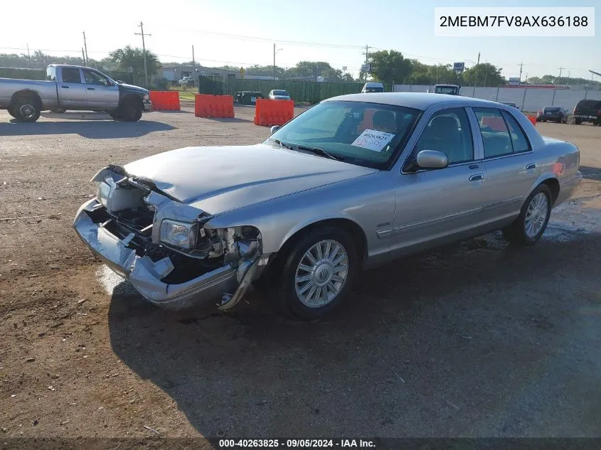 2010 Mercury Grand Marquis Ls (Fleet Only) VIN: 2MEBM7FV8AX636188 Lot: 40263825