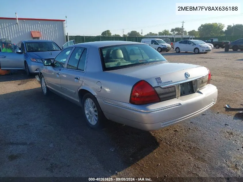 2010 Mercury Grand Marquis Ls (Fleet Only) VIN: 2MEBM7FV8AX636188 Lot: 40263825