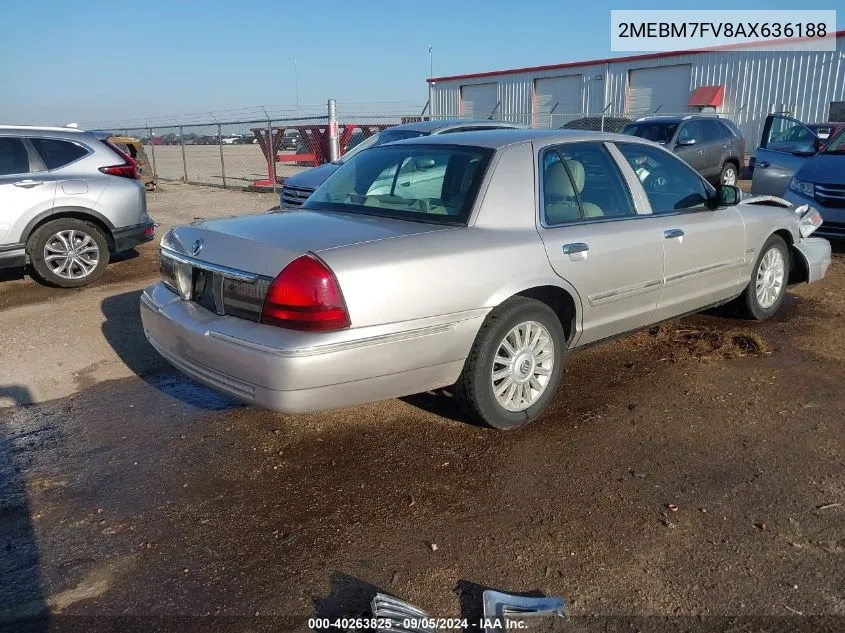 2010 Mercury Grand Marquis Ls (Fleet Only) VIN: 2MEBM7FV8AX636188 Lot: 40263825