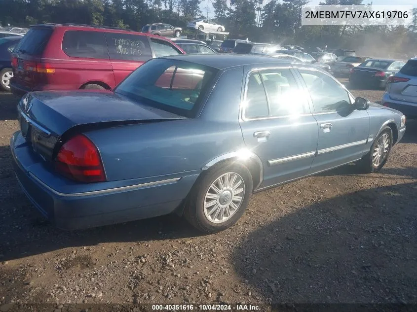 2010 Mercury Grand Marquis Ls VIN: 2MEBM7FV7AX619706 Lot: 40351616