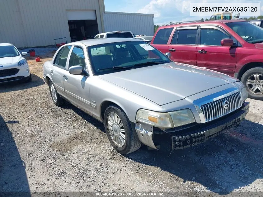 2010 Mercury Grand Marquis Ls (Fleet Only) VIN: 2MEBM7FV2AX635120 Lot: 40401028