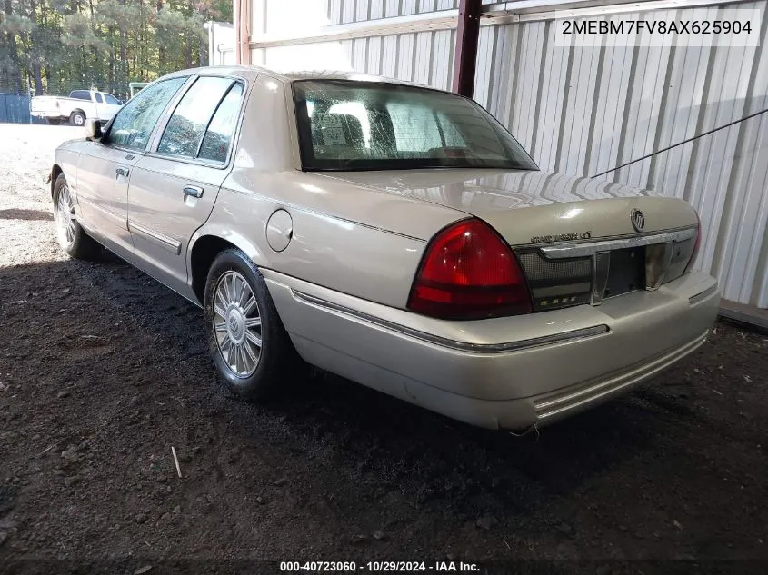 2010 Mercury Grand Marquis Ls (Fleet Only) VIN: 2MEBM7FV8AX625904 Lot: 40723060