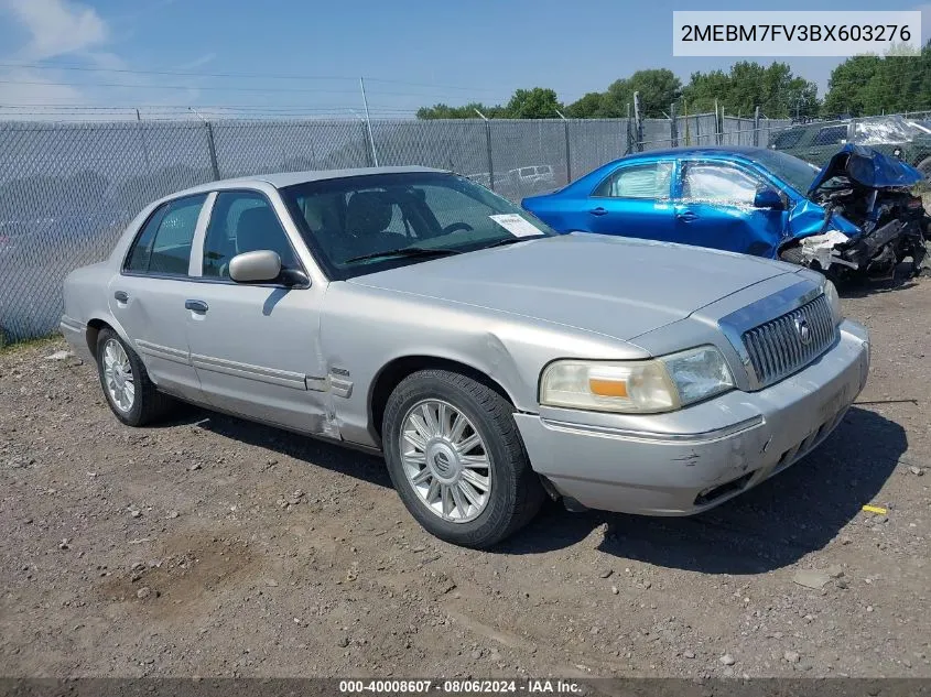 2011 Mercury Grand Marquis Ls VIN: 2MEBM7FV3BX603276 Lot: 40008607