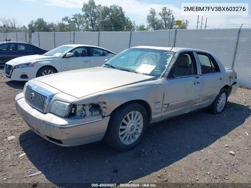 2011 Mercury Grand Marquis Ls VIN: 2MEBM7FV3BX603276 Lot: 40008607