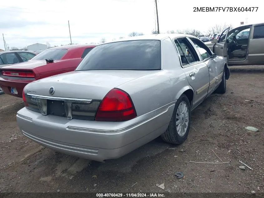 2011 Mercury Grand Marquis Ls VIN: 2MEBM7FV7BX604477 Lot: 40760429