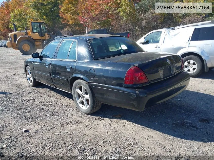 2003 Mercury Marauder VIN: 2MEHM75V83X617154 Lot: 40638565