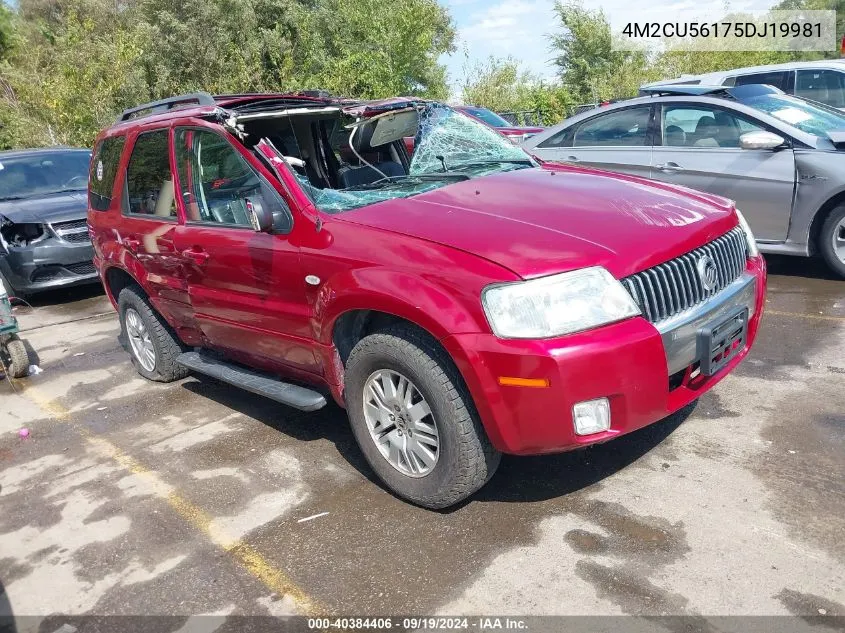 2005 Mercury Mariner Luxury/Premier VIN: 4M2CU56175DJ19981 Lot: 40384406