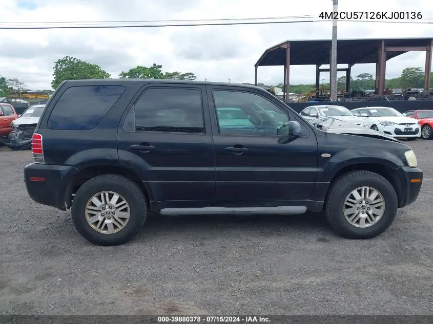 2006 Mercury Mariner Luxury/Premier VIN: 4M2CU57126KJ00136 Lot: 39880378