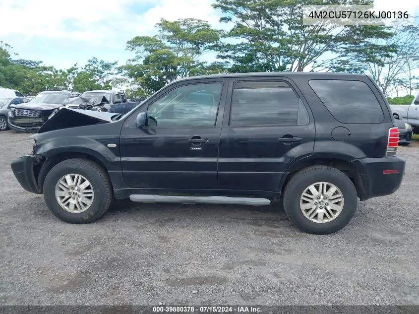 2006 Mercury Mariner Luxury/Premier VIN: 4M2CU57126KJ00136 Lot: 39880378