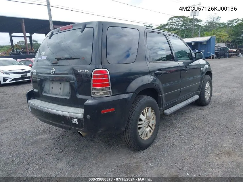 2006 Mercury Mariner Luxury/Premier VIN: 4M2CU57126KJ00136 Lot: 39880378