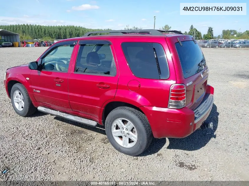 2006 Mercury Mariner Hybrid VIN: 4M2CU98H76KJ09031 Lot: 40165157