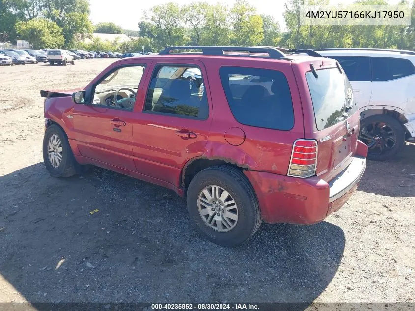 2006 Mercury Mariner Luxury/Premier VIN: 4M2YU57166KJ17950 Lot: 40235852