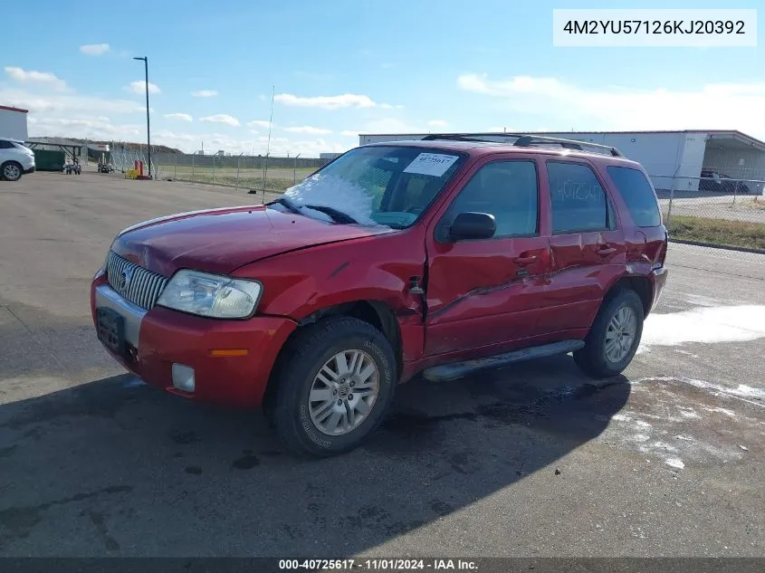 2006 Mercury Mariner Luxury/Premier VIN: 4M2YU57126KJ20392 Lot: 40725617