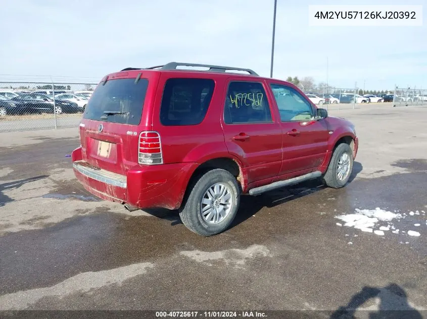 2006 Mercury Mariner Luxury/Premier VIN: 4M2YU57126KJ20392 Lot: 40725617