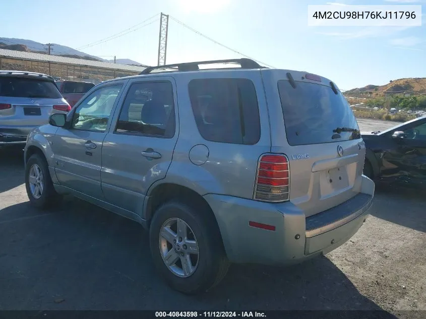 2006 Mercury Mariner Hybrid VIN: 4M2CU98H76KJ11796 Lot: 40843598