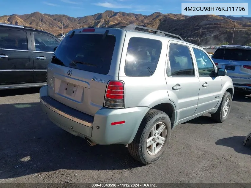 2006 Mercury Mariner Hybrid VIN: 4M2CU98H76KJ11796 Lot: 40843598