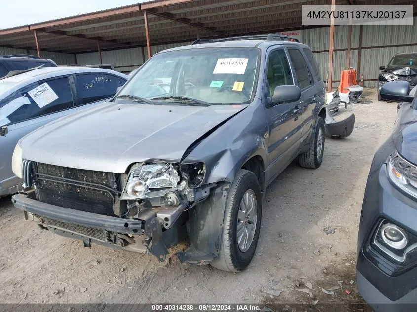 2007 Mercury Mariner Luxury VIN: 4M2YU81137KJ20137 Lot: 40314238