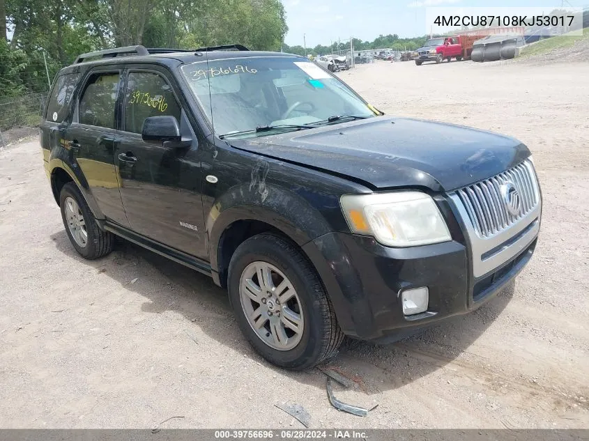 2008 Mercury Mariner Premier VIN: 4M2CU87108KJ53017 Lot: 39756696