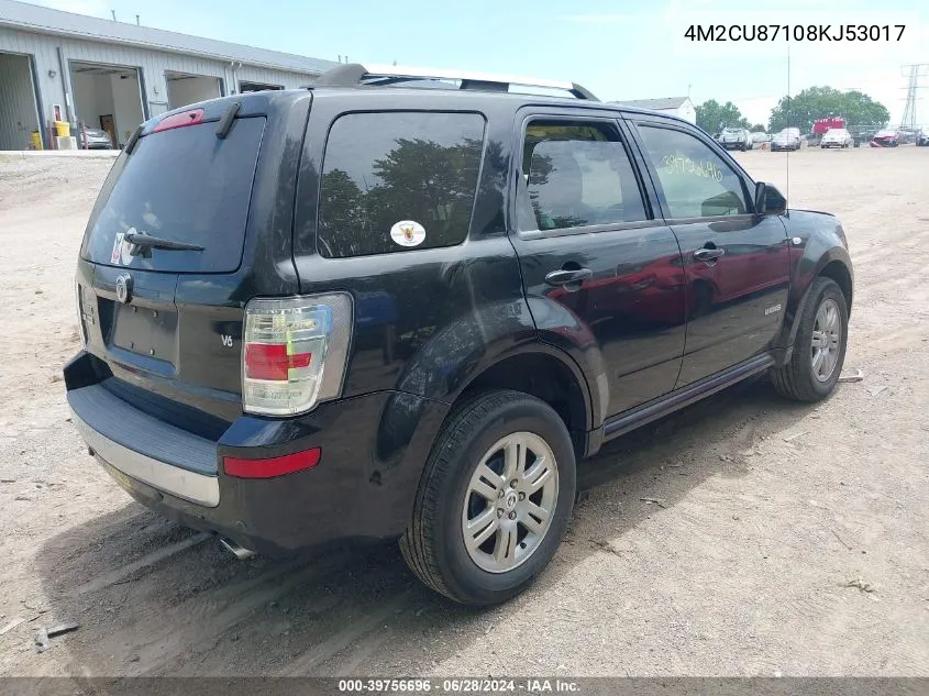 2008 Mercury Mariner Premier VIN: 4M2CU87108KJ53017 Lot: 39756696