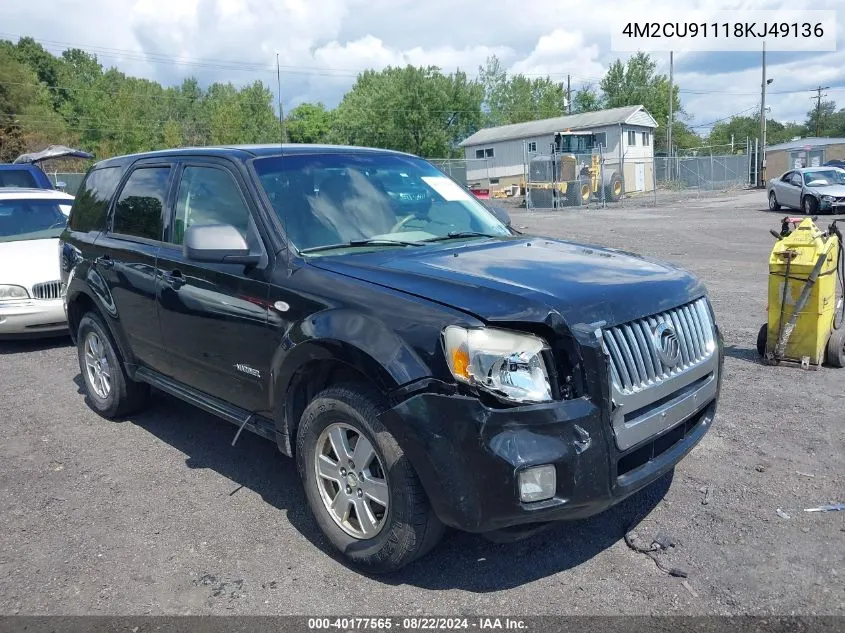 2008 Mercury Mariner V6 VIN: 4M2CU91118KJ49136 Lot: 40177565