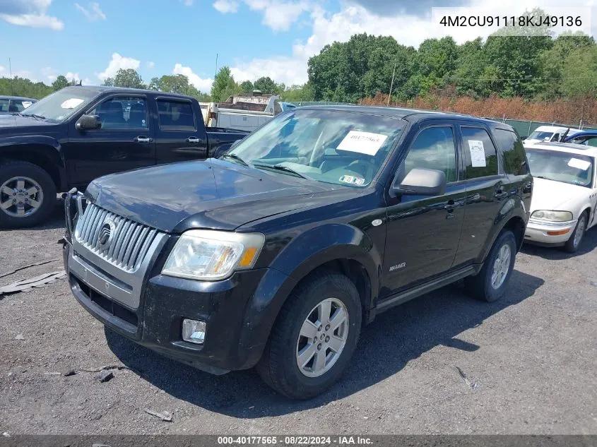 2008 Mercury Mariner V6 VIN: 4M2CU91118KJ49136 Lot: 40177565