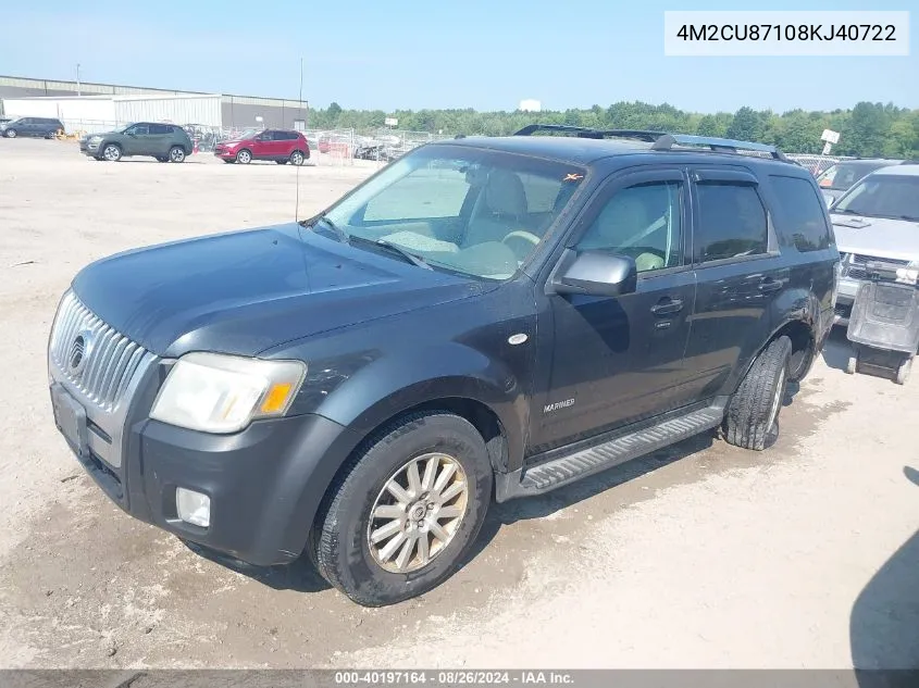 4M2CU87108KJ40722 2008 Mercury Mariner Premier