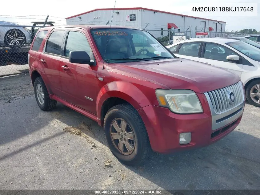 4M2CU81188KJ17648 2008 Mercury Mariner V6