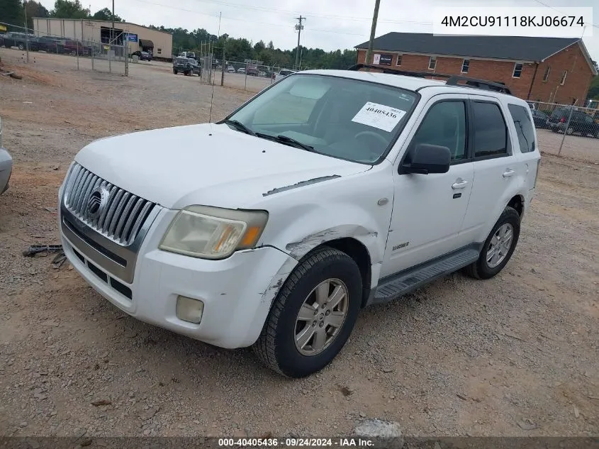 2008 Mercury Mariner V6 VIN: 4M2CU91118KJ06674 Lot: 40405436