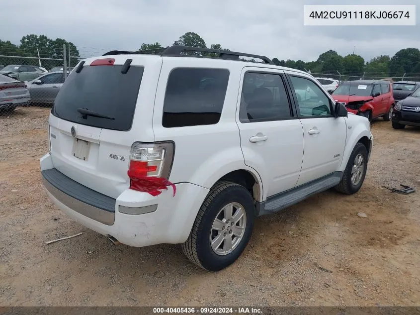 2008 Mercury Mariner V6 VIN: 4M2CU91118KJ06674 Lot: 40405436