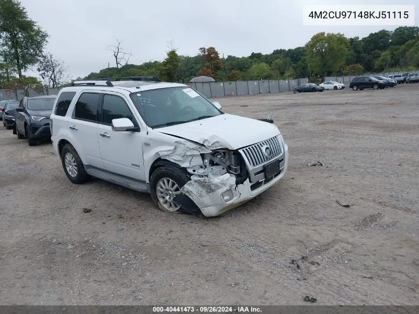 2008 Mercury Mariner Premier VIN: 4M2CU97148KJ51115 Lot: 40441473