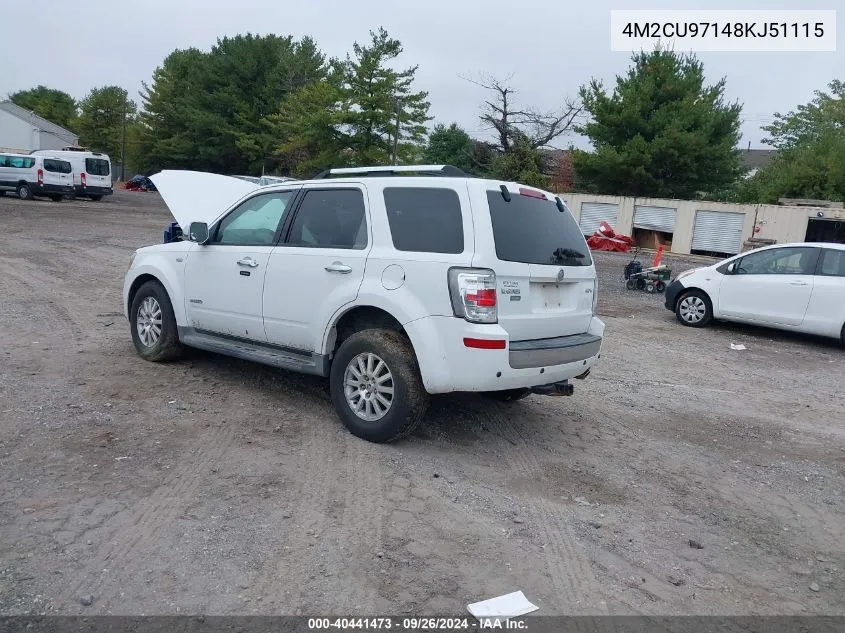 2008 Mercury Mariner Premier VIN: 4M2CU97148KJ51115 Lot: 40441473