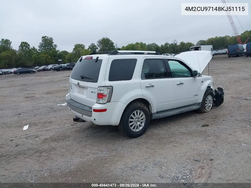 2008 Mercury Mariner Premier VIN: 4M2CU97148KJ51115 Lot: 40441473