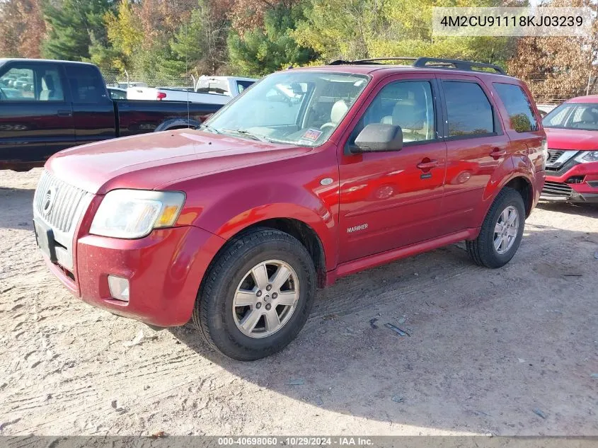 2008 Mercury Mariner V6 VIN: 4M2CU91118KJ03239 Lot: 40698060