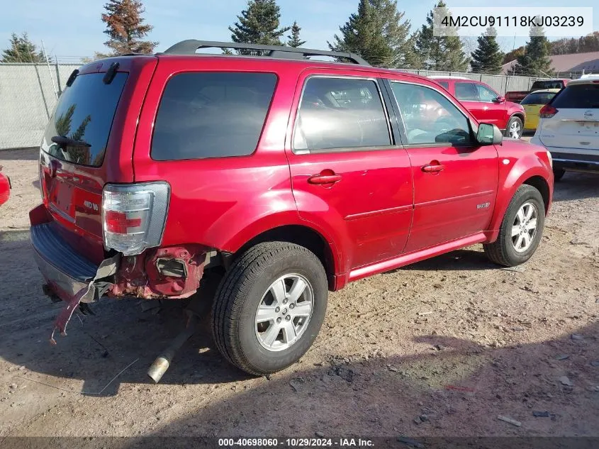 2008 Mercury Mariner V6 VIN: 4M2CU91118KJ03239 Lot: 40698060