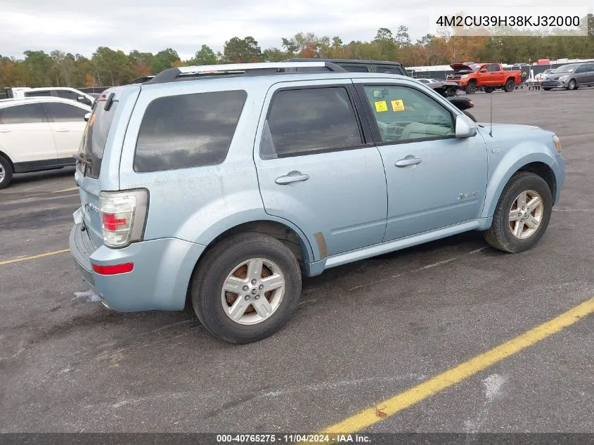 2008 Mercury Mariner Hybrid VIN: 4M2CU39H38KJ32000 Lot: 40765275