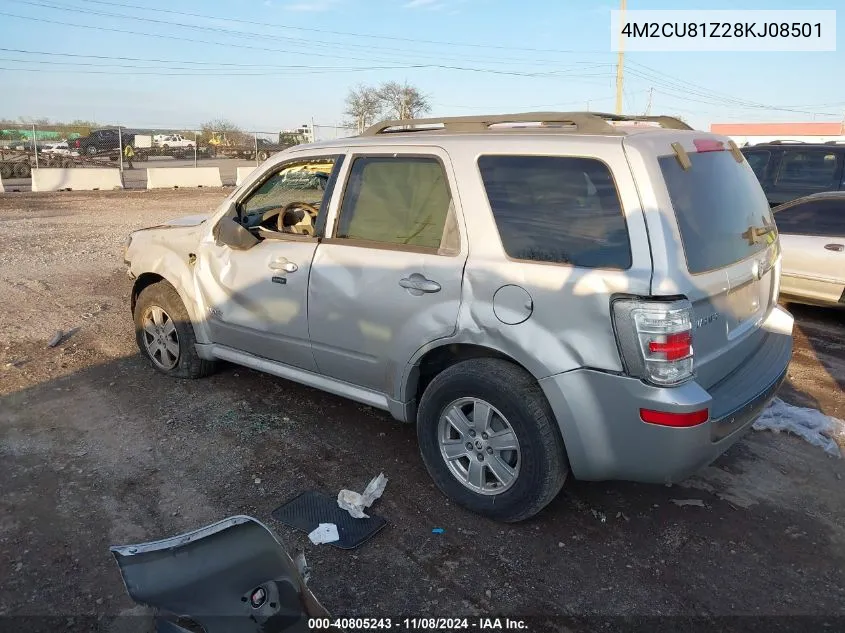 2008 Mercury Mariner I4 VIN: 4M2CU81Z28KJ08501 Lot: 40805243