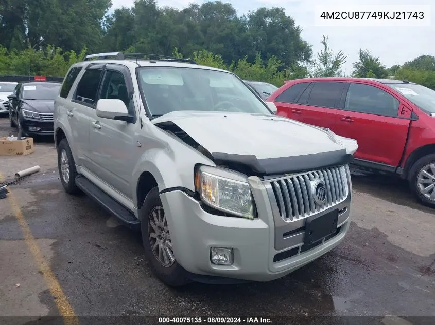 2009 Mercury Mariner Premier VIN: 4M2CU87749KJ21743 Lot: 40075135