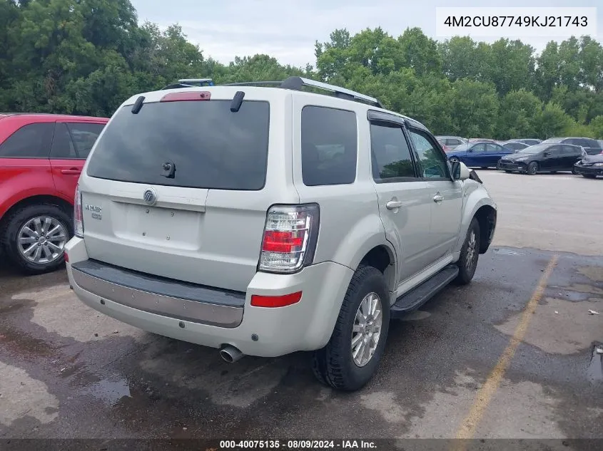 2009 Mercury Mariner Premier VIN: 4M2CU87749KJ21743 Lot: 40075135