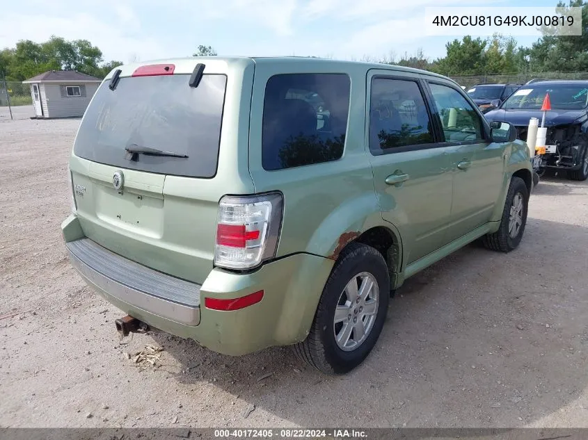 2009 Mercury Mariner V6 VIN: 4M2CU81G49KJ00819 Lot: 40172405