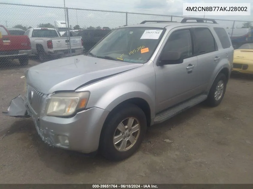 4M2CN8B77AKJ28002 2010 Mercury Mariner