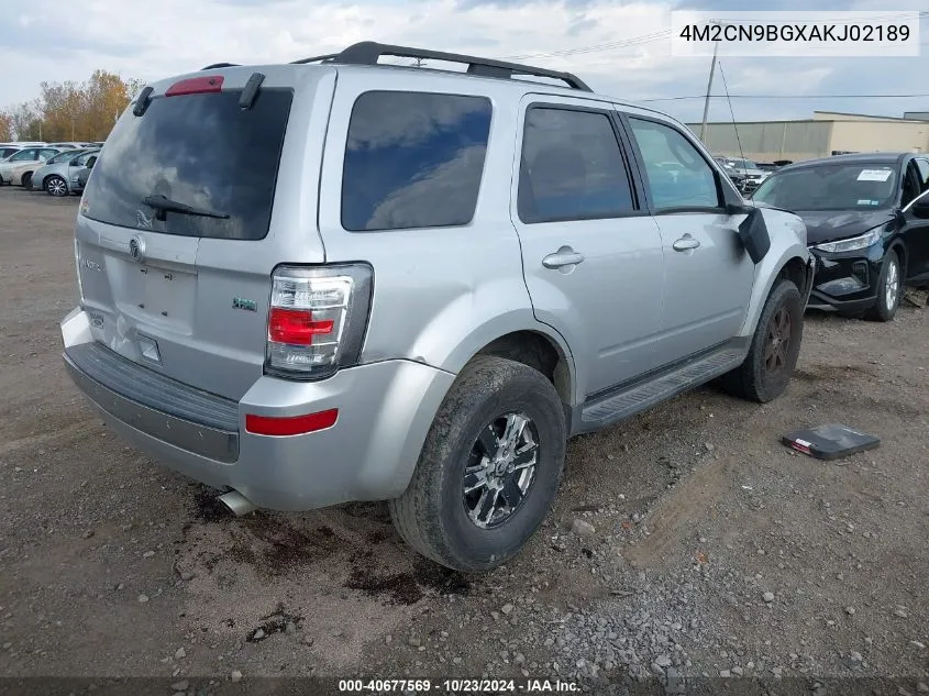 2010 Mercury Mariner VIN: 4M2CN9BGXAKJ02189 Lot: 40677569